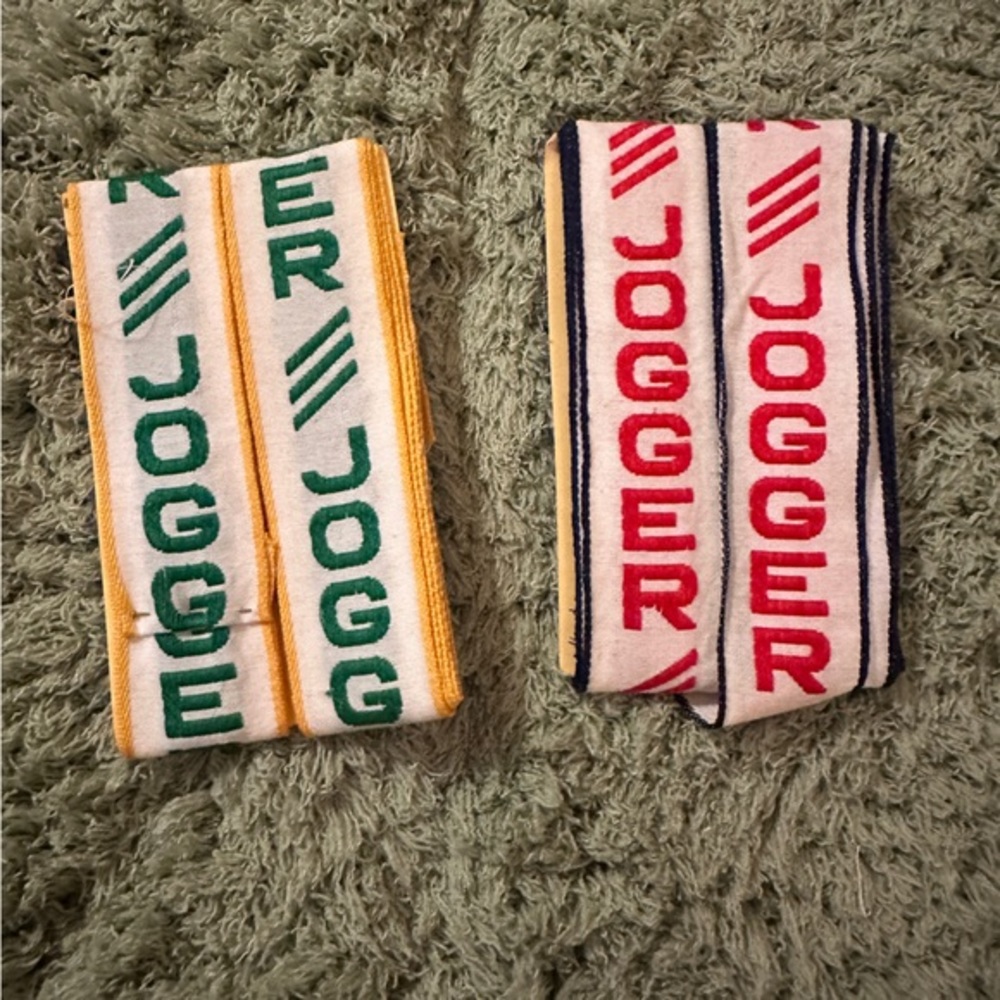 Vintage retro elastic trim reads “Jogger” in red and green men’s women’s unisex